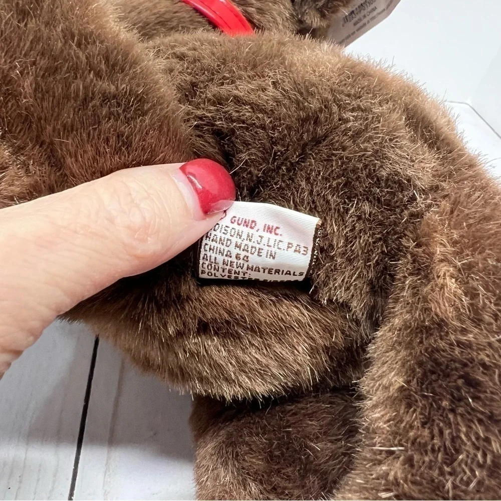 Vintage GUND “DIGGITY” PLUSH BROWN DOG RED COLLAR #1308 NEW OLD STOCK RARE